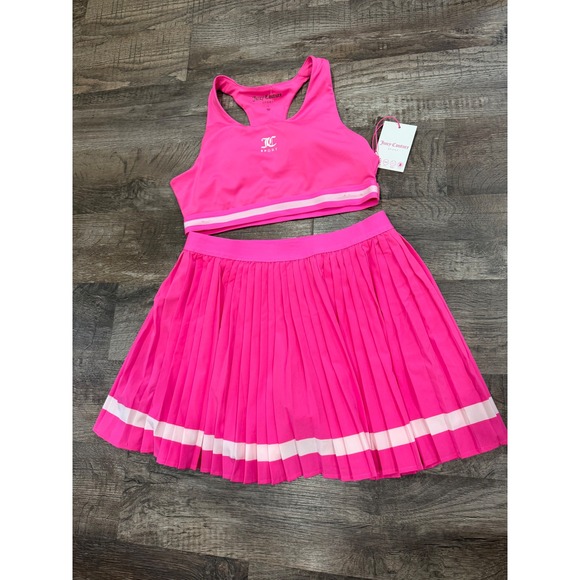 Juicy Couture Dresses & Skirts - Juicy Couture Sport Pink Pleated Tennis Skort and Sports Bra Set JC257258S L